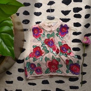 Floral sequence crop top